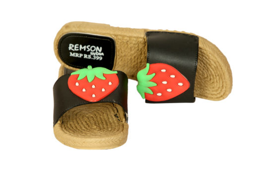 Remson India Fashion Black Strawberry Slippers