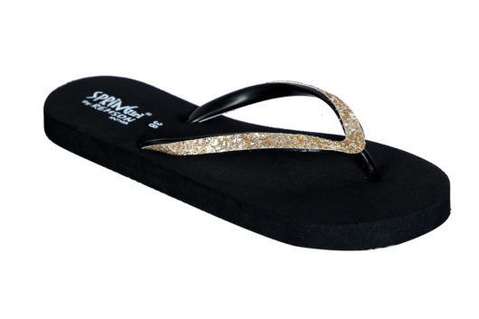 Springirl Fashion Designer Casual Daily Wear Stylish Black Glitter Flat Slippers