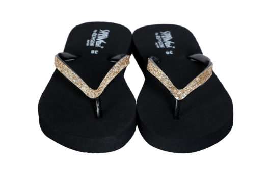 Springirl Fashion Designer Casual Daily Wear Stylish Black Glitter Flat Slippers