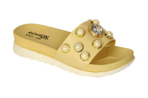 Remson India Womens Fashion Pearl Zircon Office Wear Flat Slippers