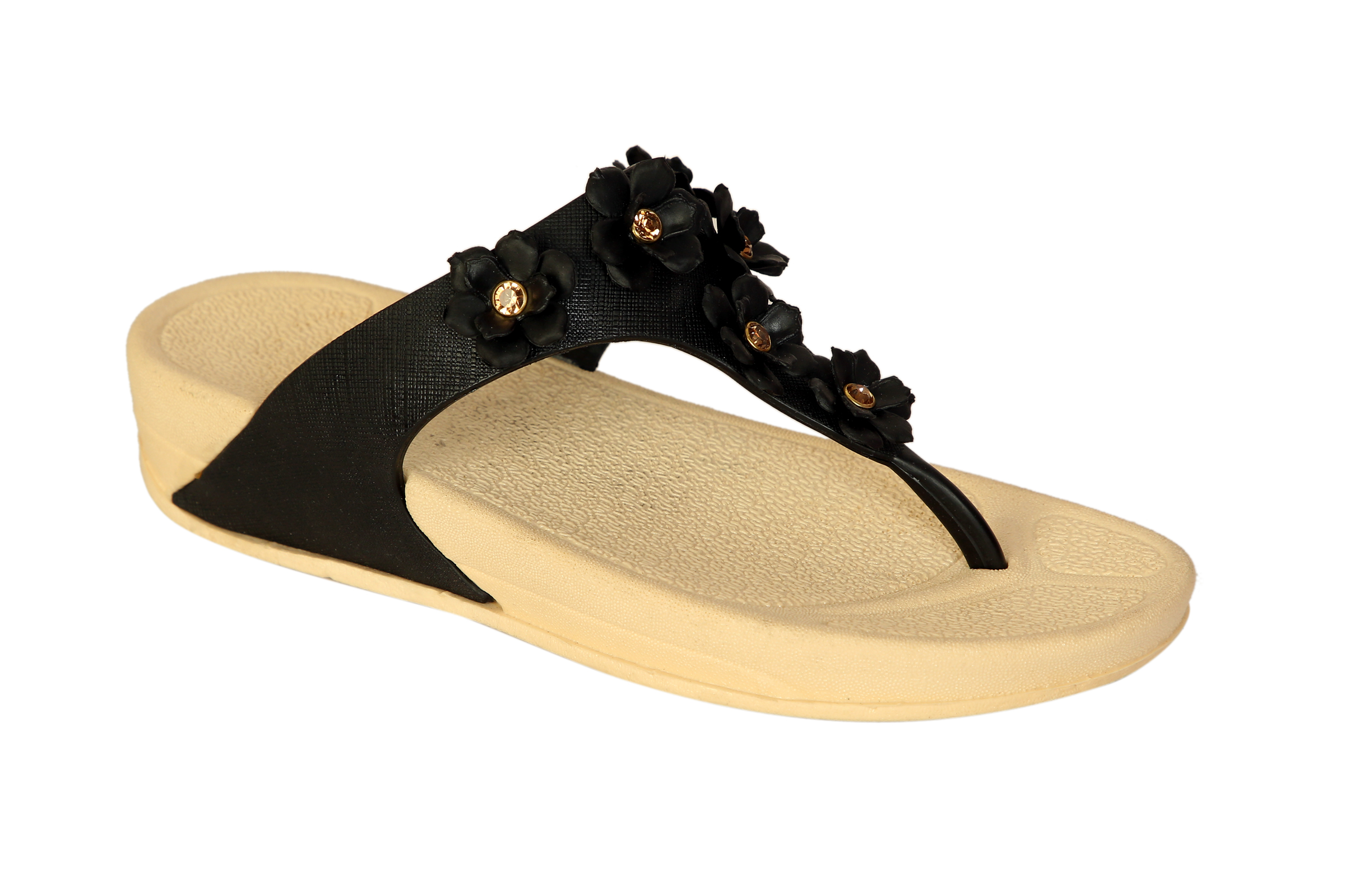 black flat chappals